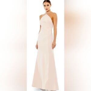 Mac Duggal RHINESTONE HALTER COLUMN GOWN NWT size 8 pink (26580)